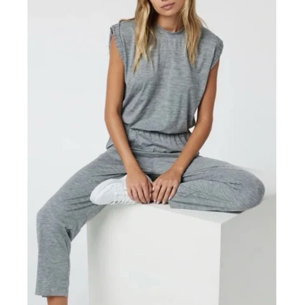 VUORI Short Sleeve Lux Crew Jumpsuit  Mallorca Heather - Picture 2 of 9